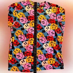 Rare Oversized Smiley Face Graphic Tee – Y2K Fun, Retro Vibes
